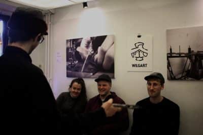 Silas holding a speech about the new company name: Wilgart