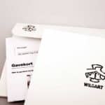 Giftcard in an envelope. Stamp with logo and name: Wilgart