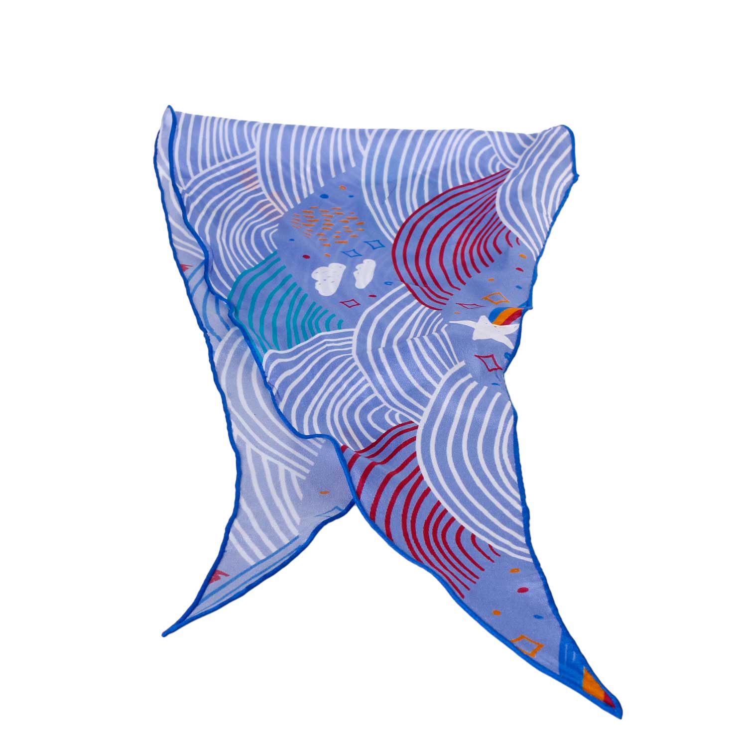 Lightweight silk scarf with a roulottage edge